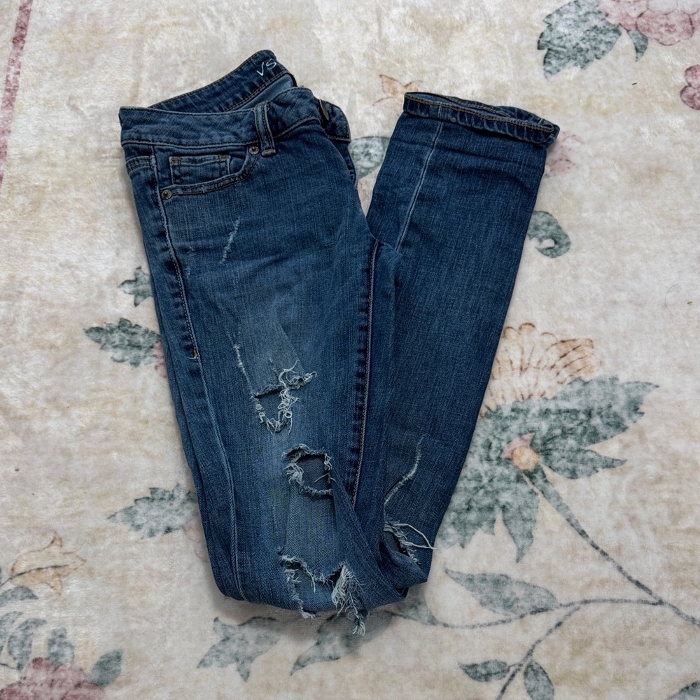 Victoria's Secret Medium Blue Distressed Skinny Jeans